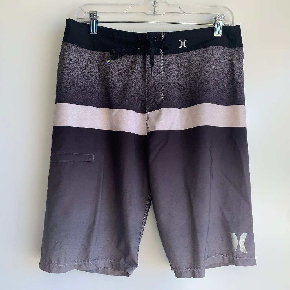 HURLEY Phantom Mens Board Shorts Size 30 Gray Black Swim